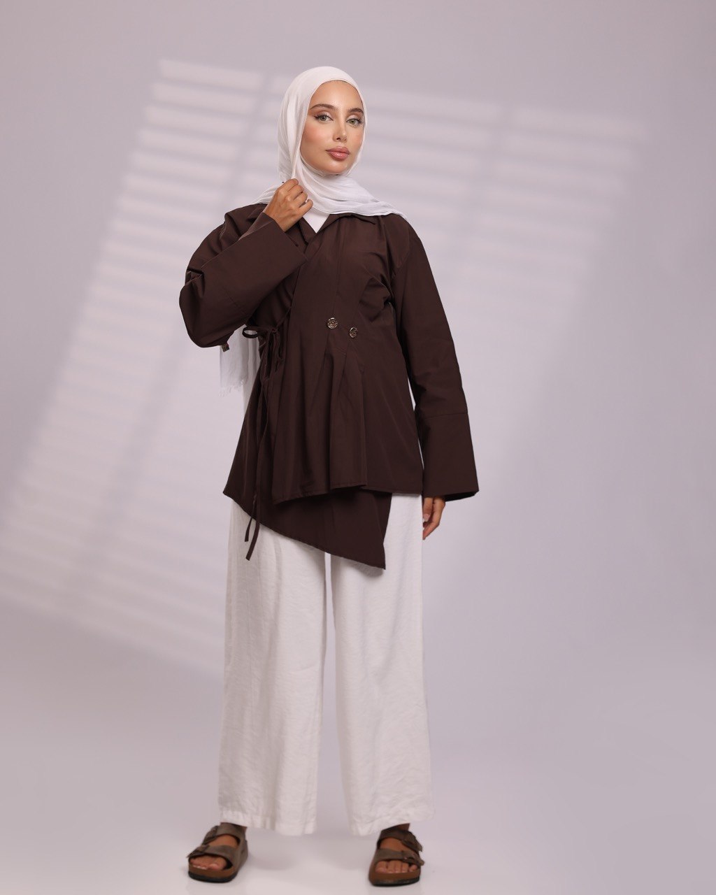 Chocolate Wrap-Tie Overshirt