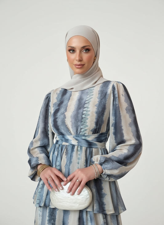 Blue Marble Tiered Maxi Dress