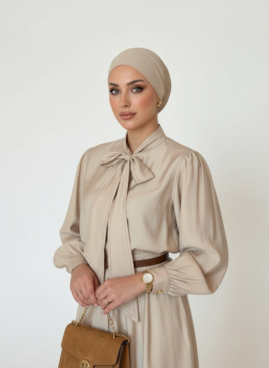 Elegant Beige Skirt Set