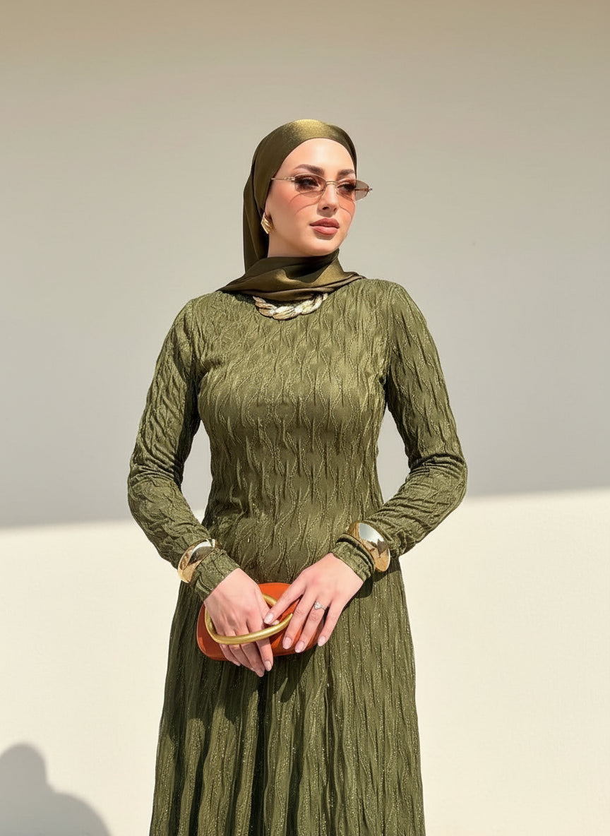 Royal Olive Elegance Dress