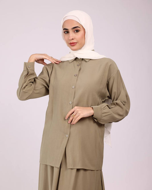 Olive-Green Skirt Set