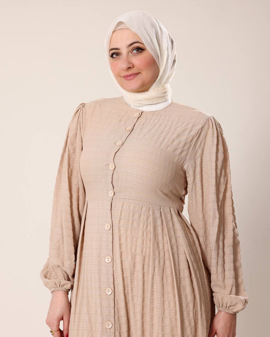 Beige Buttoned Dress