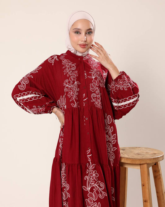 Burgundy Bloom Dress