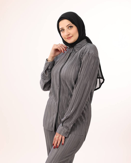 Grey Pleated Set