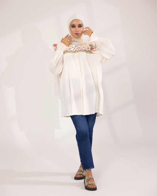 Embroidered Cream Shirt
