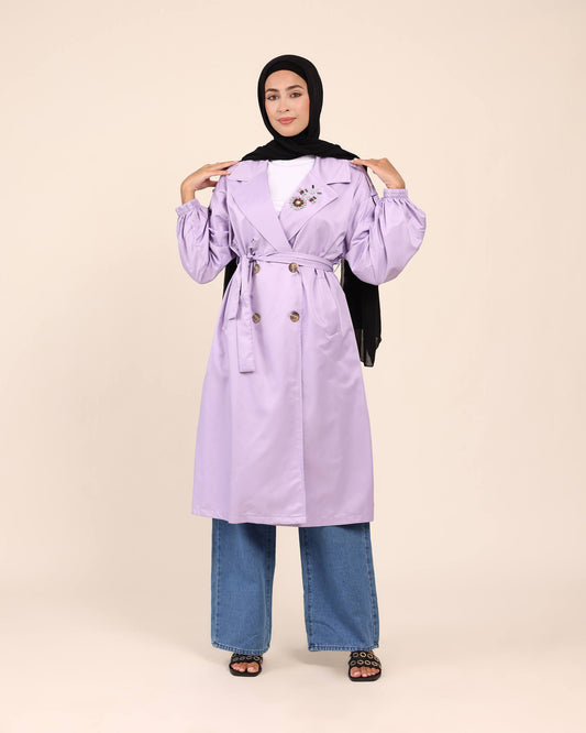 Belted Lavender Light Coat
