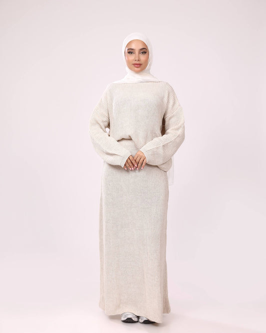 Cream Knit Winter Set