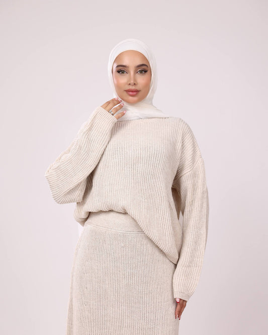 Cream Knit Winter Set