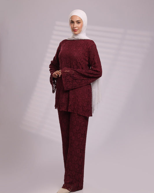 Elegant Burgundy Lace Set