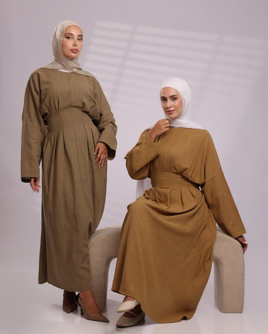 Golden Dune Linen Dress