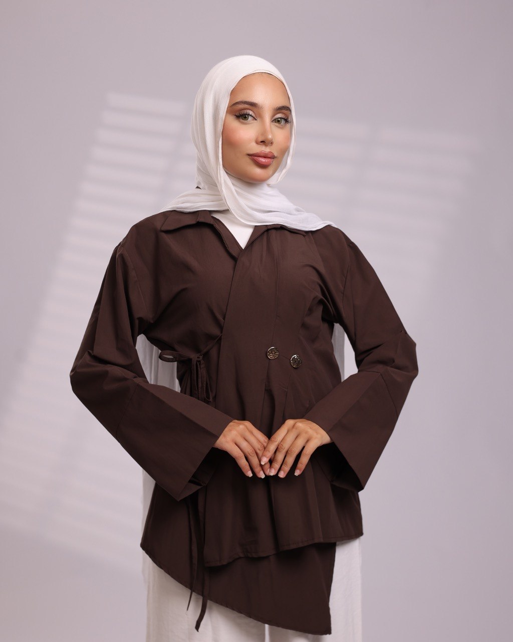 Chocolate Wrap-Tie Overshirt