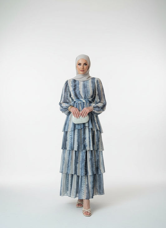 Blue Marble Tiered Maxi Dress