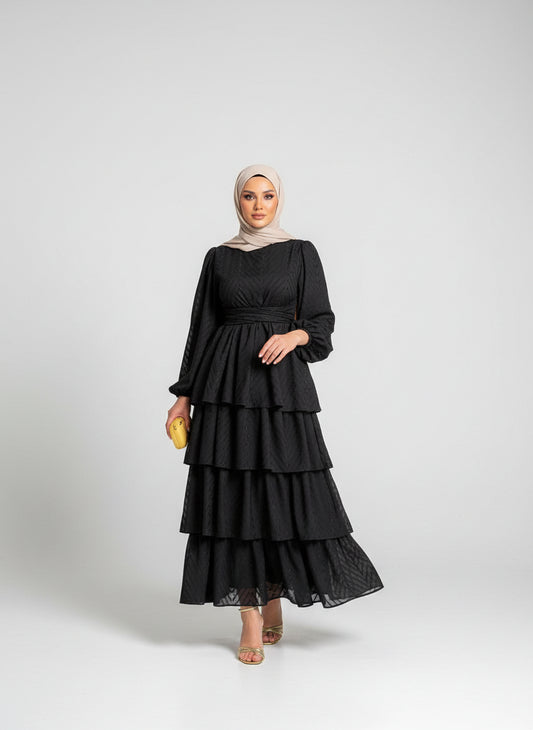 Classic Black Tiered Maxi Dress