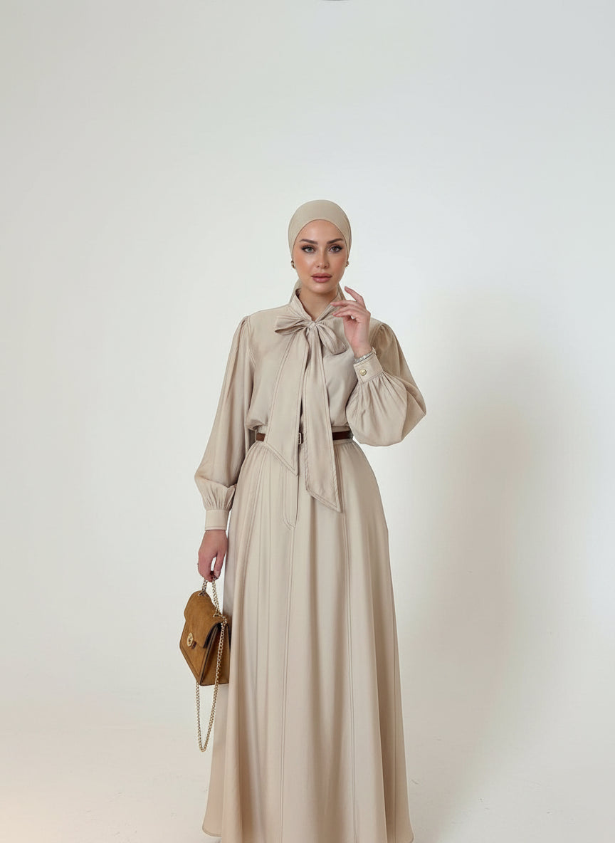 Elegant Beige Skirt Set