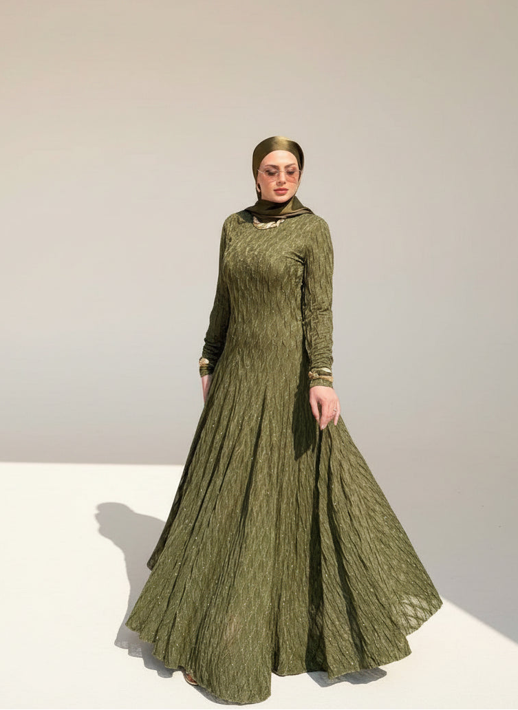 Royal Olive Elegance Dress