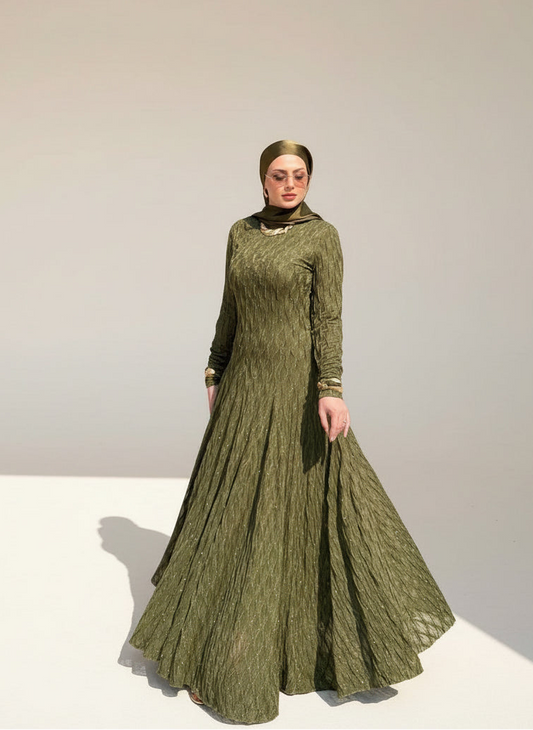 Royal Olive Elegance Dress