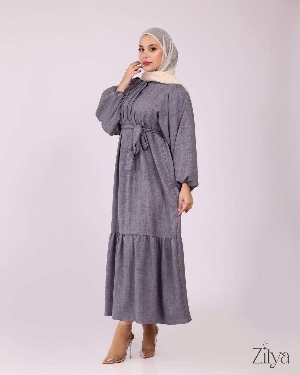 Blue-Grey Simple Dress