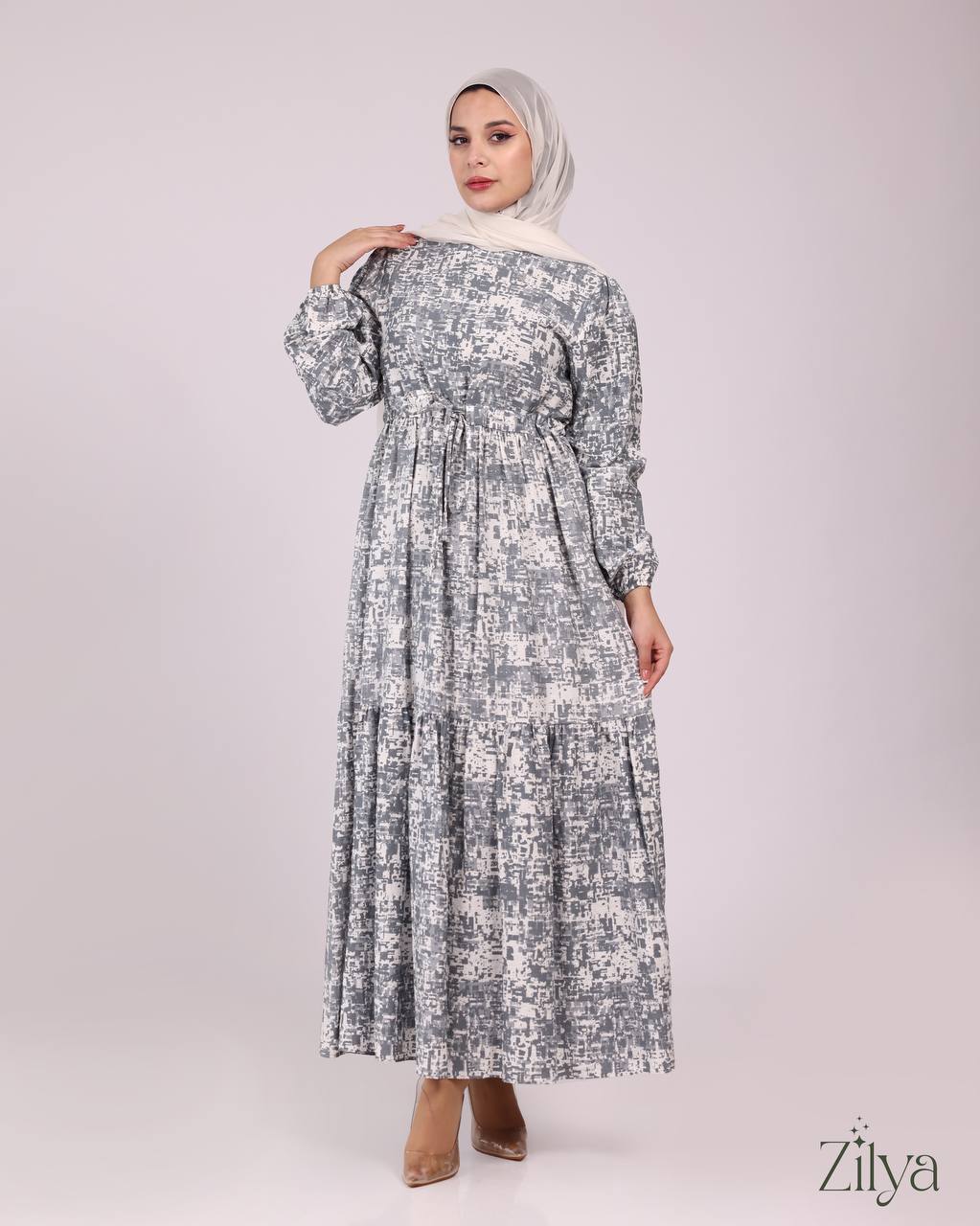 Grey & White Dress