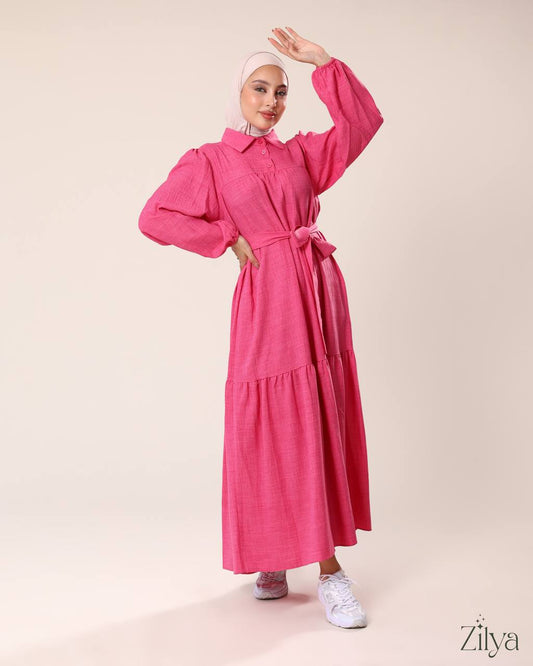 Fuchsia Plain Dress