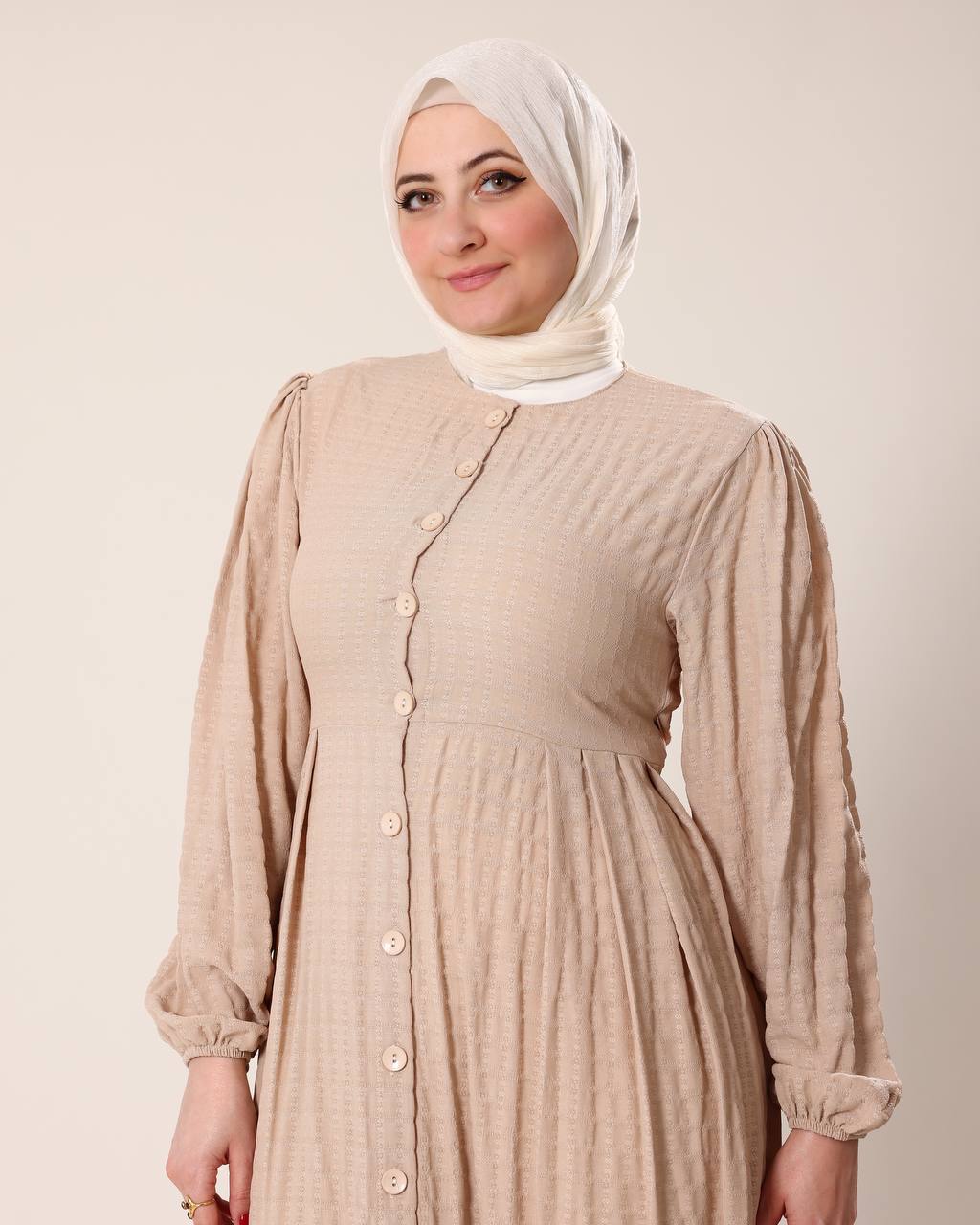 Beige Buttoned Dress