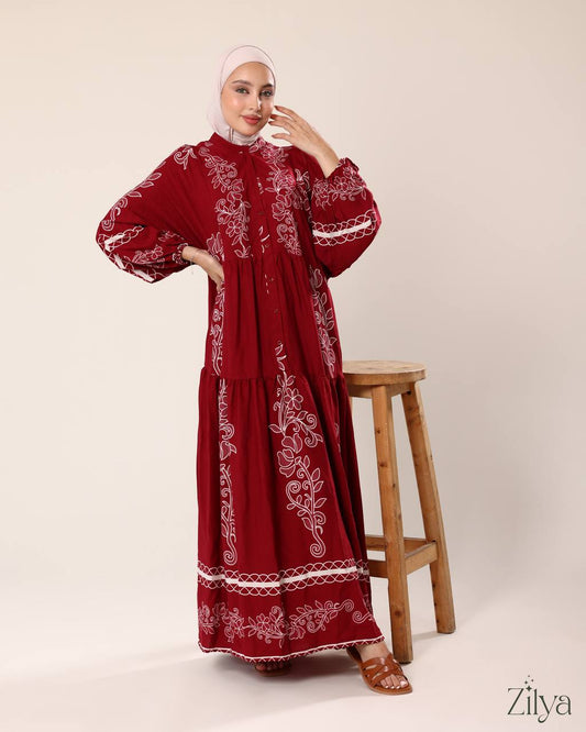 Burgundy Bloom Dress