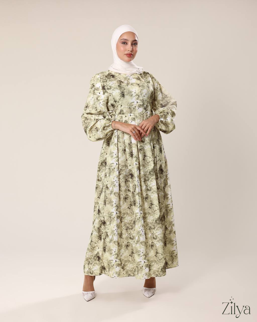 Greenish Floral Dress