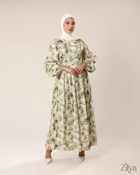 Greenish Floral Dress