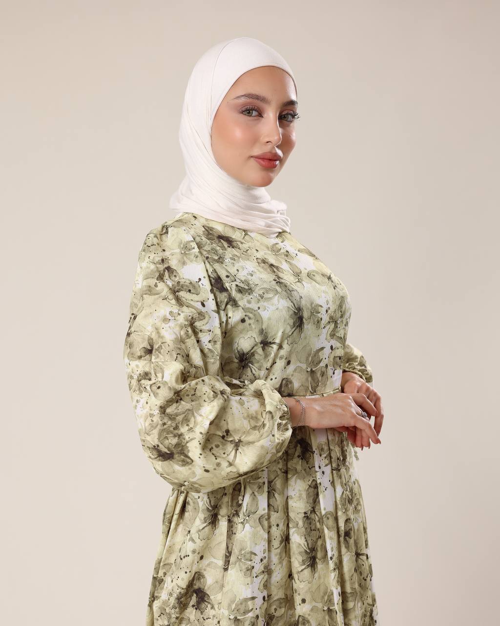 Greenish Floral Dress