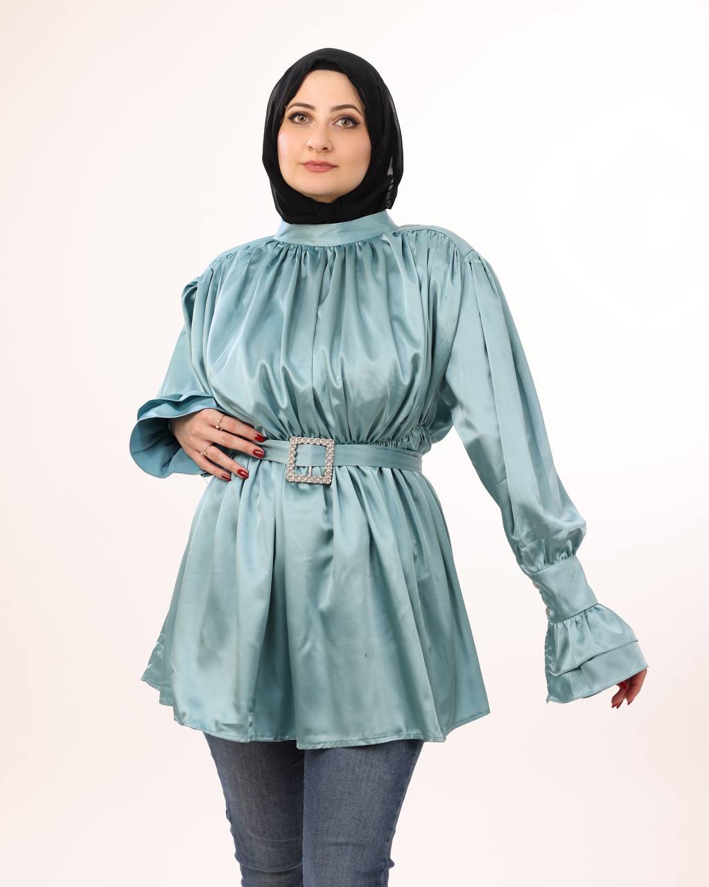 Aqua Satin Top