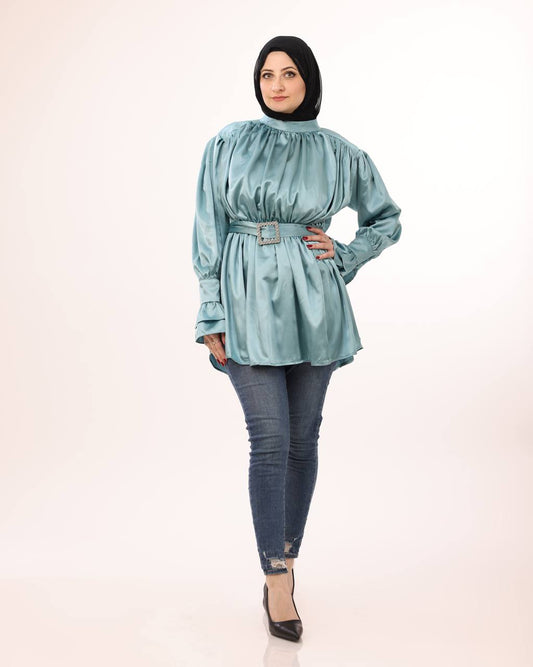Aqua Satin Top