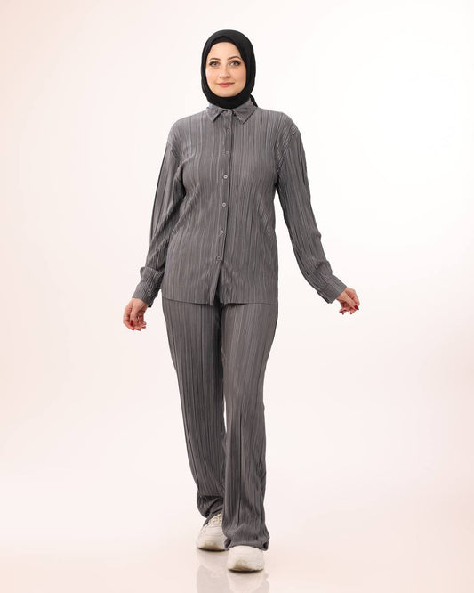 Grey Pleated Set