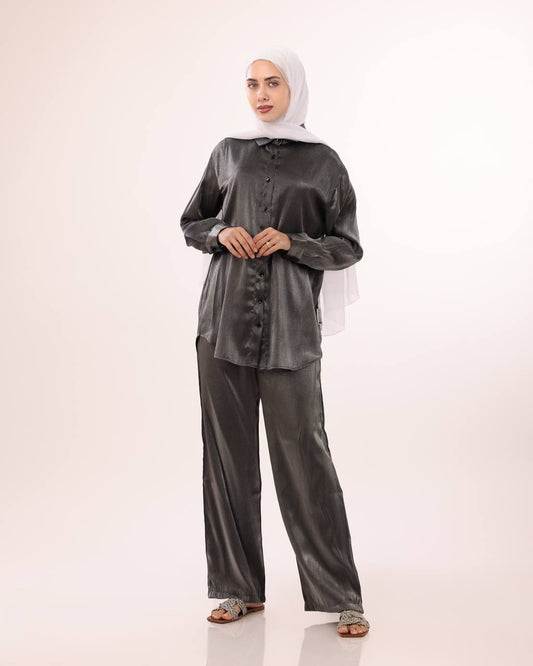 Charcoal Satin Set