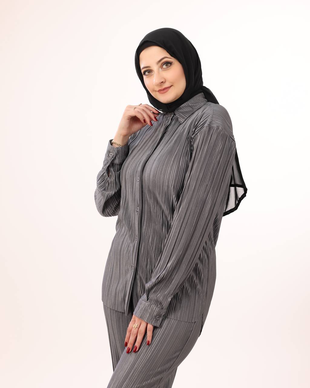 Grey Pleated Set