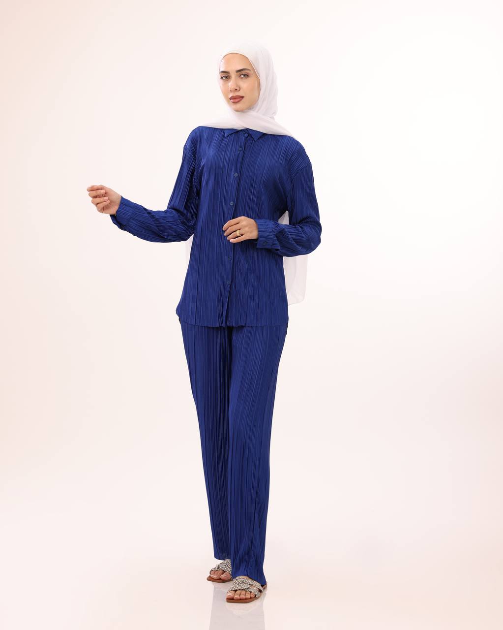 Navy Pleated Set