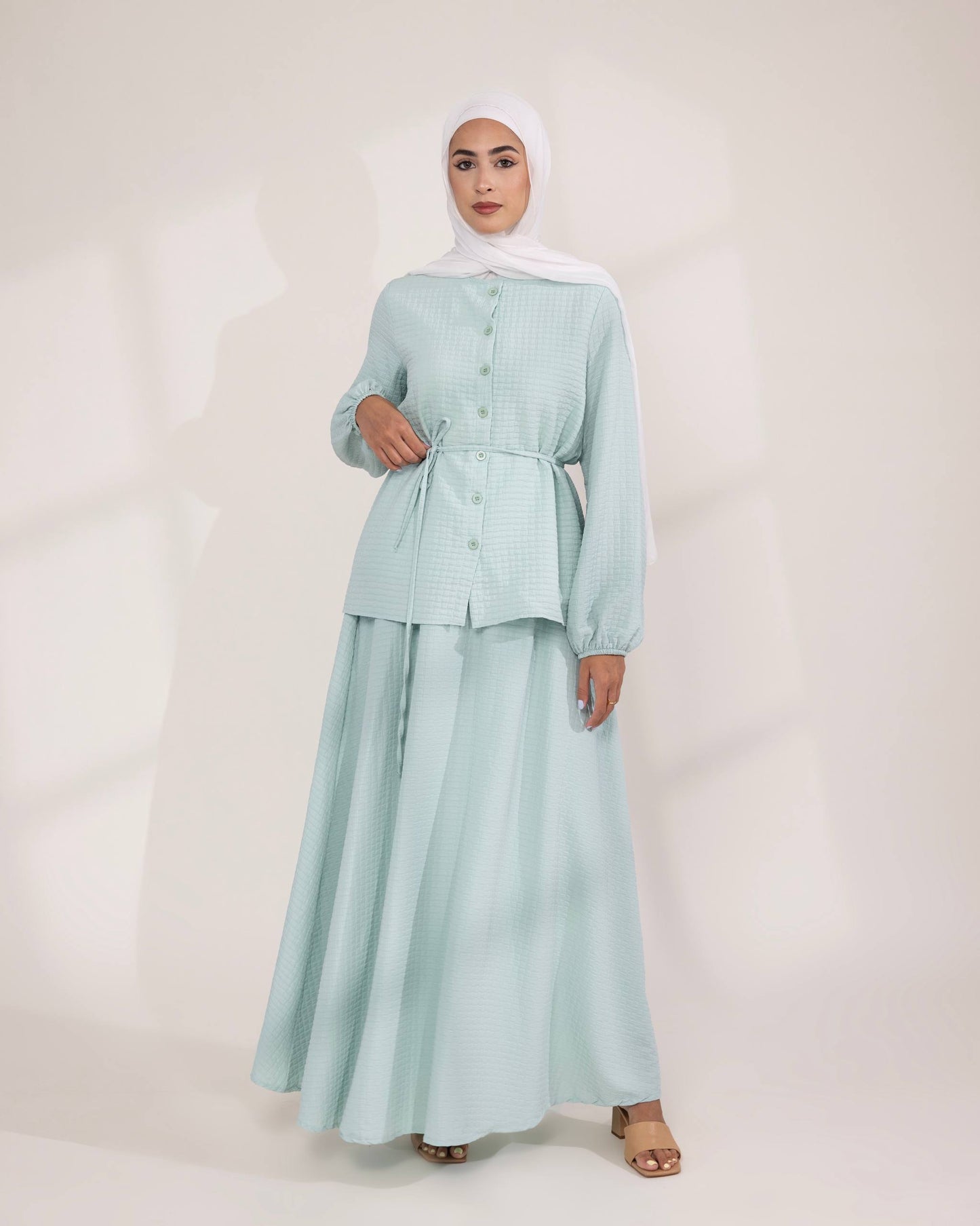 Mint Elegance Co-Ord Skirt Set