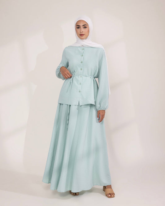 Mint Elegance Co-Ord Skirt Set