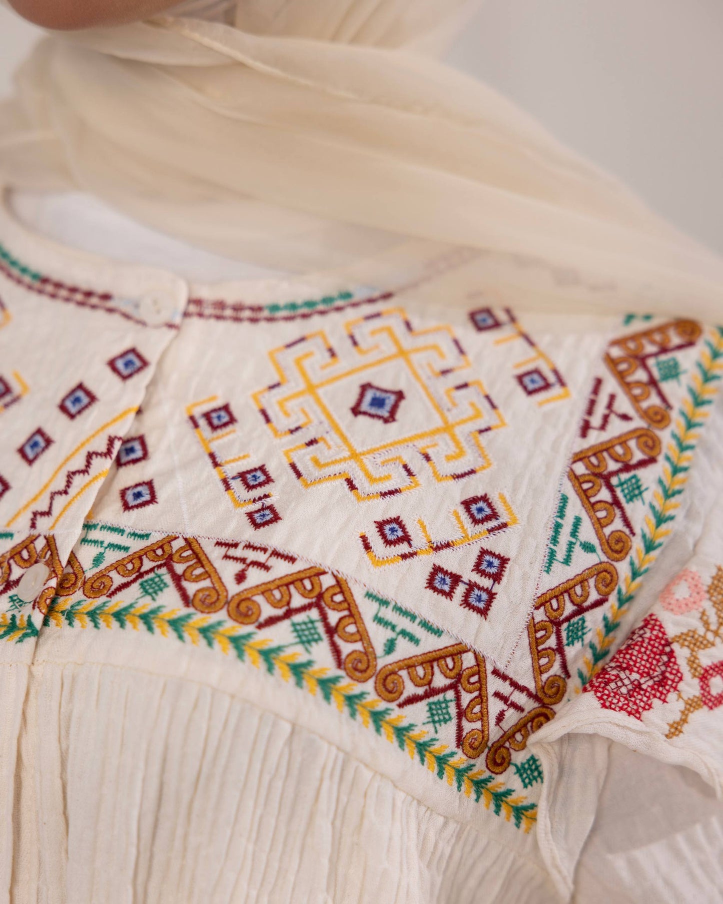 Embroidered Cream Shirt