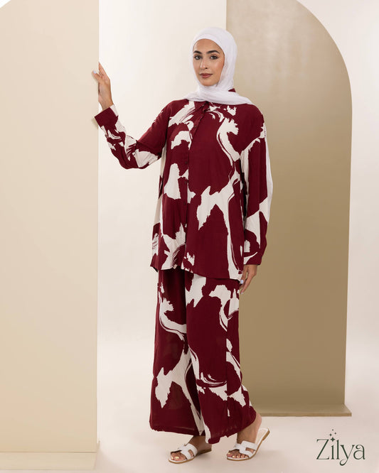 Burgundy Plus-Size Set