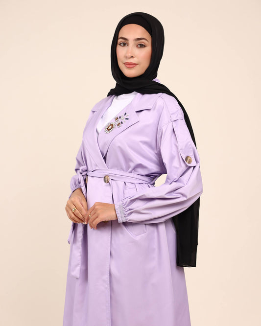 Belted Lavender Light Coat